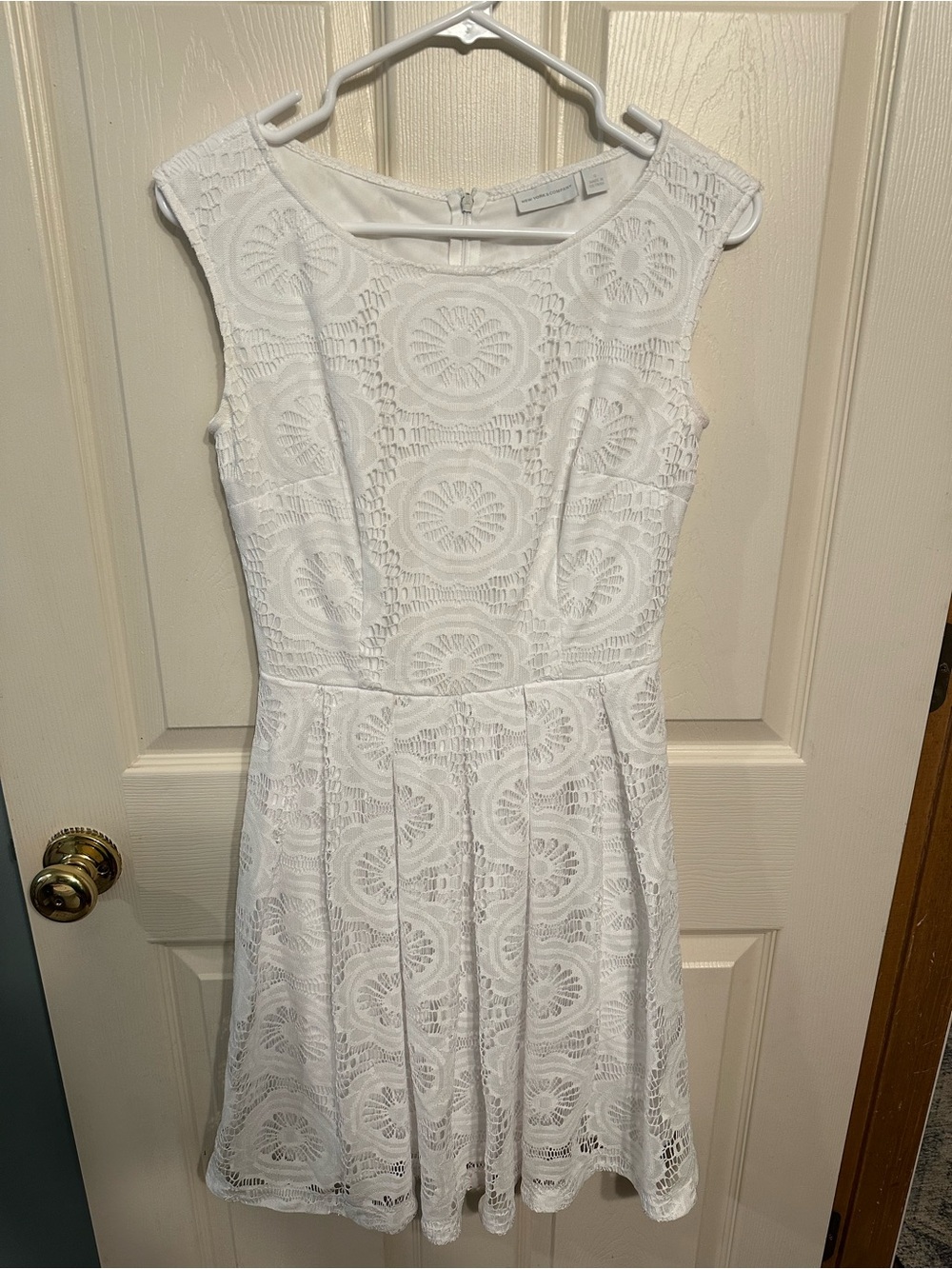 New York & Company White Lace A-Line Mini Dress